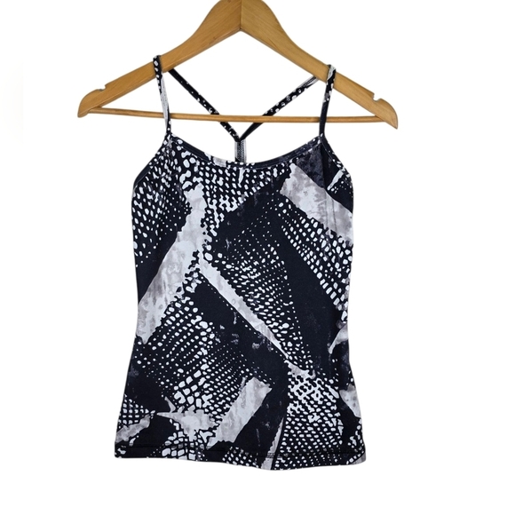 lululemon athletica Tops - Lululemon Power Y Static Mist Racerback Black Gray White Tank Top Size 4 Long